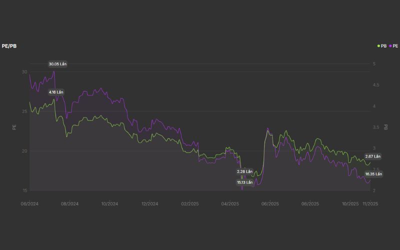 PE/PB cổ phiếu DGW. Nguồn DSC ChatAI