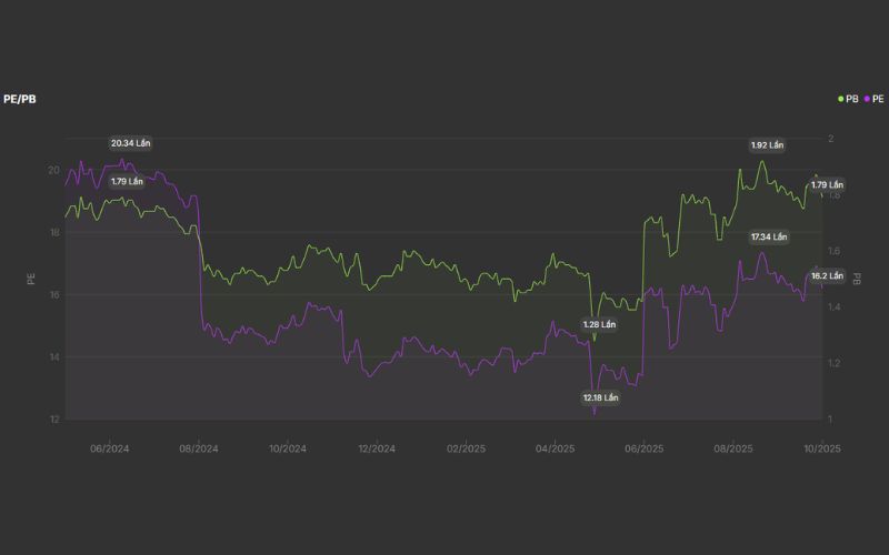 Biểu đồ P/E và P/B của cổ phiếu HPG